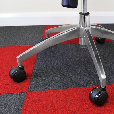40 x Carpet Tiles 10m2 / Charcoal Black & Scarlet Red - 5