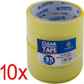 40 X Clear Packing Tape Stationary 24Mm X 35M Parcel Office Sellotape Adhesive