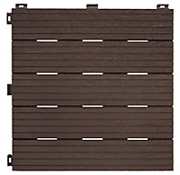 40 x Composite Interlocking Patio & Deck Tiles - All Weather Wood-Effect Garden Paving - Each Measure 30 x 30 x 1.5cm, Brown