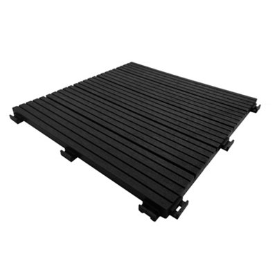 40 x Composite Interlocking Patio & Deck Tiles - All Weather Wood-Effect Garden Paving - Each Measure 30 x 30 x 1.5cm