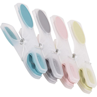 40 x Soft Grip Plastic Clothes Clips Assorted Colours Ideal For Washing ...