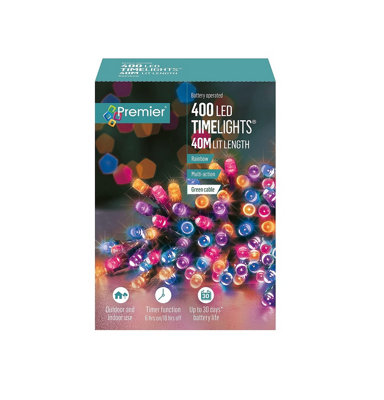 400 Battery Operated LED Timelights Rainbow Multi-action