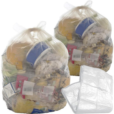 400 Clear Transparent Plastic Bin Bags 90L (18x29x39") Refuse Sacks For ...