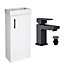 400 Gloss White Cloakroom Vanity Basin Sink Unit with Lucia Matt Black Form Tap & Black Handle
