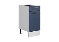 400 Kitchen Drawer Base Unit Navy Dark Blue Cabinet 40cm Door Copper Handle Nora