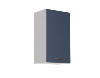 400 Kitchen Wall Unit 40cm Cabinet Soft Close Navy Dark Blue Copper Handle Nora