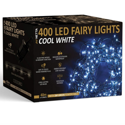 400 LED 40M Fairy String Lights Outdoor and Indoor Plug In - Cool White