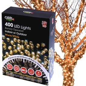 400 LED Indoor Outdoor String Lights with Timer & 8 Light Patterns - Battery Operated Home Garden Christmas Decorations - L32.4m