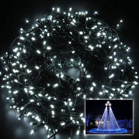 400 LEDs Cool White Fairy String Lights Cool White Indoor/Outdoor Green Cable 8 Modes Mains Powered Memory Auto Timer