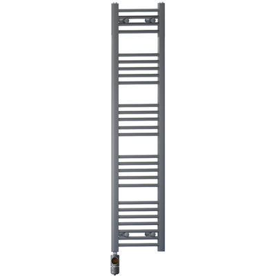 400 x 1400 mm Anthracite Grey Electric Bathroom Towel Rail Radiator Heater With AF Thermostatic Electric Element Pre-Filled