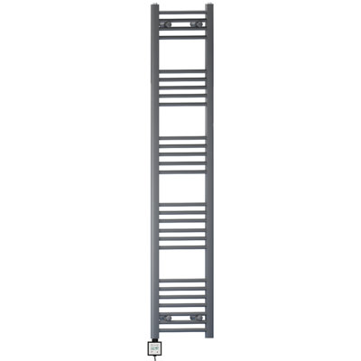 400 x 1600 mm Anthracite Grey Electric Bathroom Heated Towel Rail Thermostatic Warmer Radiator Digital Controller KTX3 Timer