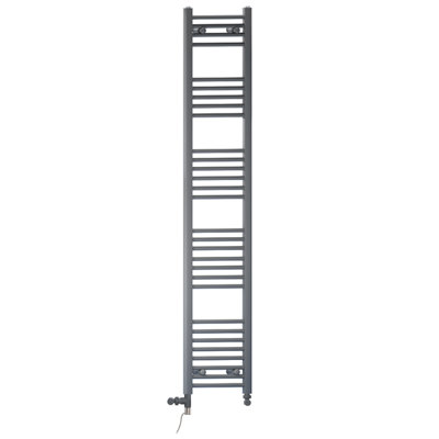 400 x 1700 mm Anthracite Grey Dual Fuel Electric Radiator Bathroom Towel Rail Radiator With Standard Electric Element