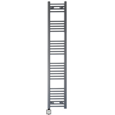400 x 1700 mm Anthracite Grey Electric Bathroom Heated Towel Rail Thermostatic Warmer Radiator Digital Controller KTX3 Timer