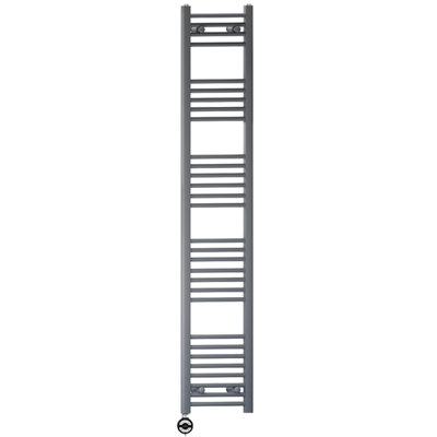 400 x 1700 mm Anthracite Grey Electric Bathroom Heated Towel Rail Thermostatic Warmer Radiator Precise Control Terma MOA Element