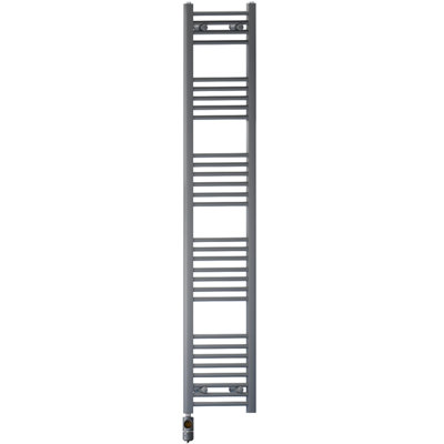 400 x 1700 mm Anthracite Grey Electric Bathroom Towel Rail Radiator Heater With AF Thermostatic Electric Element Pre-Filled