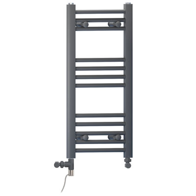 400 x 700 mm Anthracite Grey Dual Fuel Electric Radiator Bathroom Towel Rail Radiator With Standard Electric Element