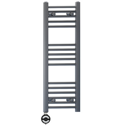 400 x 900 mm Anthracite Grey Electric Bathroom Heated Towel Rail Thermostatic Warmer Radiator Precise Control Terma MOA Element