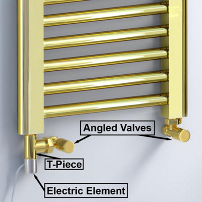 400 x 900 mm Shiny Gold Dual Fuel Electric Radiator Bathroom Towel Rail ...
