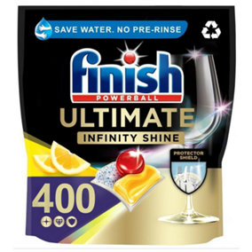 400 x Finish Ultimate Infinity Shine Powerball Dishwasher Tablets Lemon