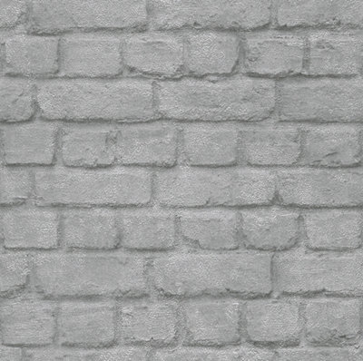Rasch Brick Effect Silver Wallpaper 226751 from B&Q