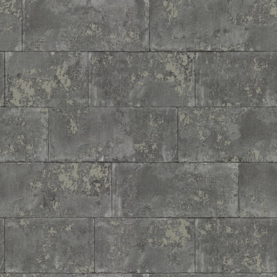 Rasch Portfolio Concrete Brick Charcoal Wallpaper from B&Q