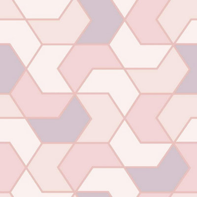 Rasch 270310 Pink/rose Gold Geometric Wallpaper from B&Q