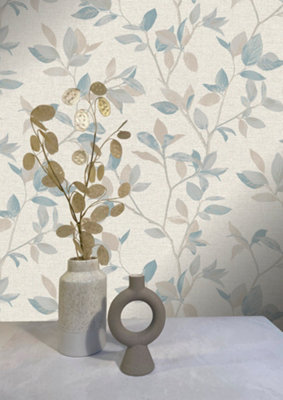 Rasch Silver Birch Luxury Textured WallcoveringBlue from B&Q