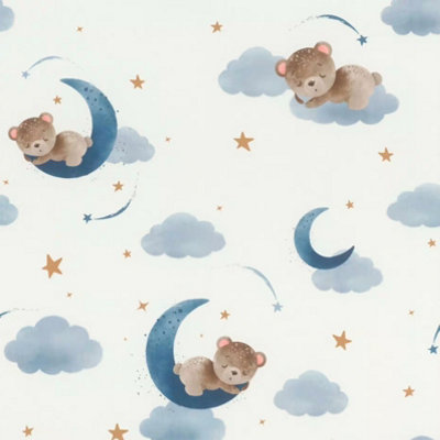 B&Q - Non-Woven Wallpaper Sleeping Bears In Blue By  321005