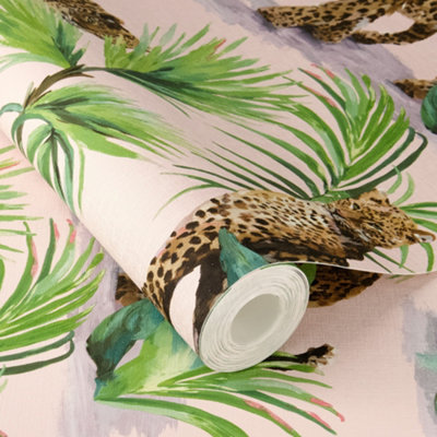 Rasch X Tesa Savanna Leopard Self Adhesive Peel And Stick Textured WallpaperPink from B&Q