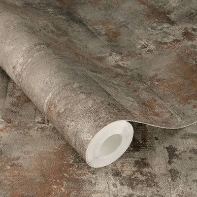 Rasch X Tesa Atlas Rustic Industrial Stone Self Adhesive Peel And Stick Textured WallpaperGrey from B&Q