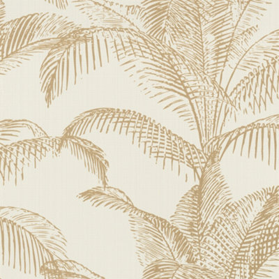 Rasch Pandore Palm Leaves White And Gold Wallpaper from B&Q