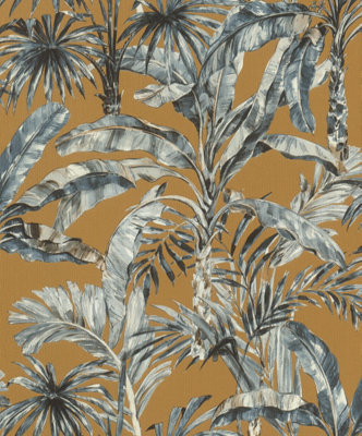 Rasch Florentine Tropical Palms Cinnamon And Grey Wallpaper from B&Q