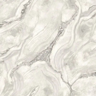Rasch Palmetto Agate Marble Grey And Silver Glitter Metallic Wallpaper 529463 from B&Q