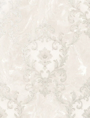 Rasch Sienna Damask Pearl Vasari Metallic Italian Luxury Wallpaper 534375 from B&Q