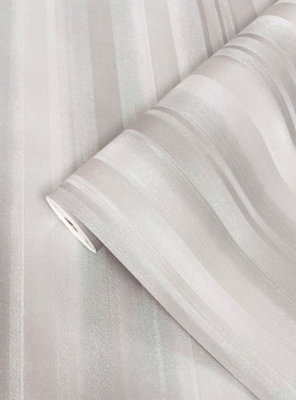 Rasch Ravella Stripe Silver Grey Wallpaper from B&Q