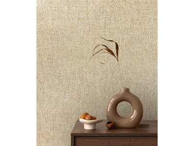 Rasch Vasari Angelica Vinyl Wallpaper Hessian 544664 Caramel from B&Q