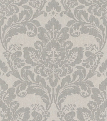 Rasch Non Woven Wallpaper Baroque Grey Silver 547320 from B&Q