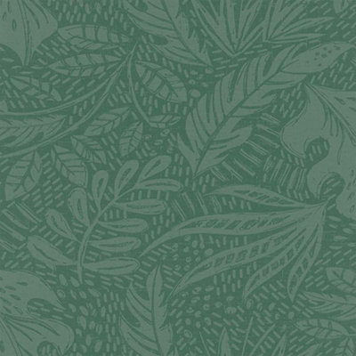 Rasch Foliage Leaves Emerald Green Wallpaper Modern Contemporary Paste The Wall from B&Q