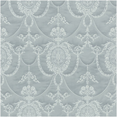 Rasch Silver White Damask Medallion Vinyl Wallpaper Floral Scroll Feature Wall from B&Q