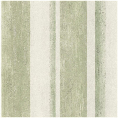 B&Q -  Linares Stripe Sage Cream Wallpaper Extra Washable Modern Stripable Vinyl - Image 3