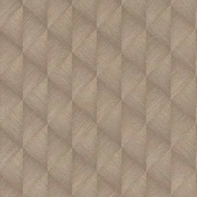 Rasch Brown/Gold Geometric Textured Vinyl Wallpaper Natural 687934 10.05M