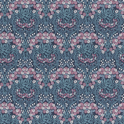 Sophia Floral Vinyl Wallpaper Blue / Pink Rasch 710038 from B&Q