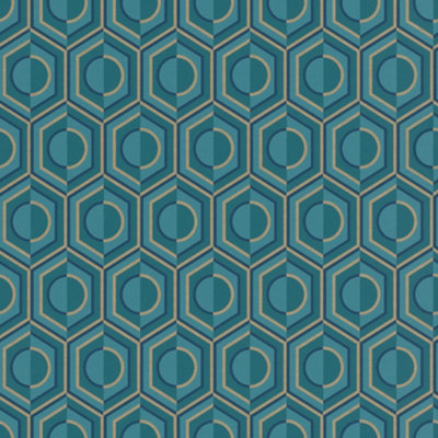 Rasch Sophia Geometric Design In Retro Look Green Non-Woven Wallpaper 710144 from B&Q