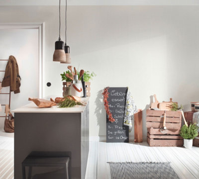 As Creation Bricoflor Unicolour Wallpaper Plain White Solid Colour Wallpaper Washable Wallpaper 10.05 X 0.53 M from B&Q