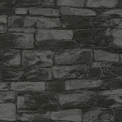 As Creation Blown Vinyl Brick Black Wallpaper 3438-19 from B&Q