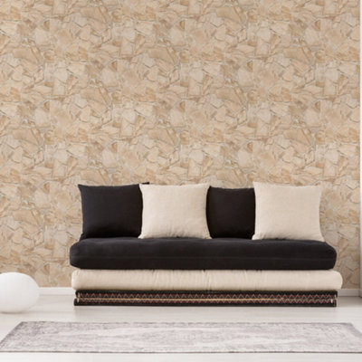 Galerie Beige Claystone Cottage Motif Wallpaper from B&Q