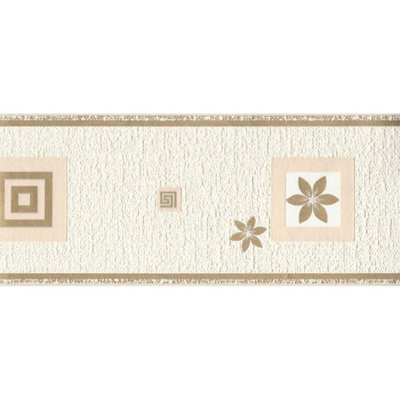 As Creation Gold Flowers And Geometric Shapes Border Beige Modern from B&Q