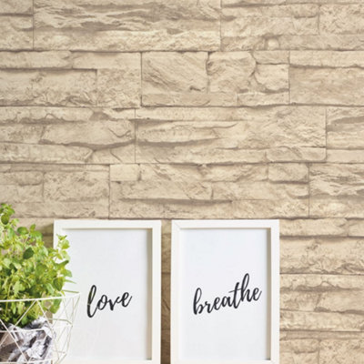 Galerie Beige Graceful Granite Motif Wallpaper from B&Q