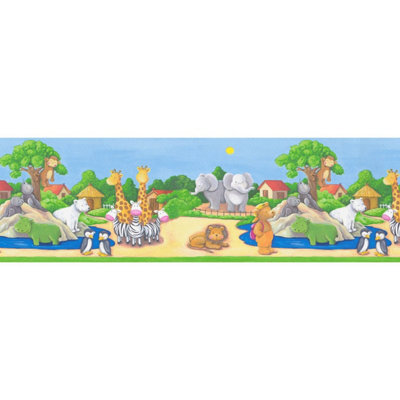 As Creation Bricoflor Cartoon Zoo Style Wallpaper Border In Multicolour Colourful Wallpaper Border 5.00 X 0.17 M from B&Q