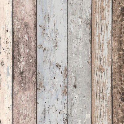 New England Blue And White Wood Effect Wallpaper As Creation 8550-39 from B&Q